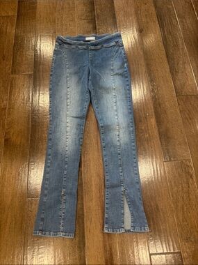 We The Free Faded Blue Flare Jeans with Front Slit